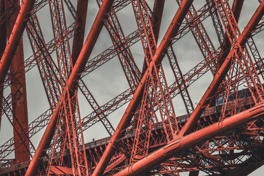 Forth Bridge Steelwork Against Clouds