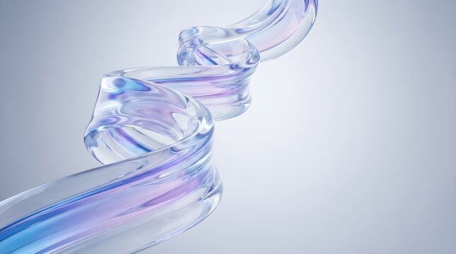 Iridescent Translucent Glass Ribbon 3D Prism Refraction Wave Abstract Background
