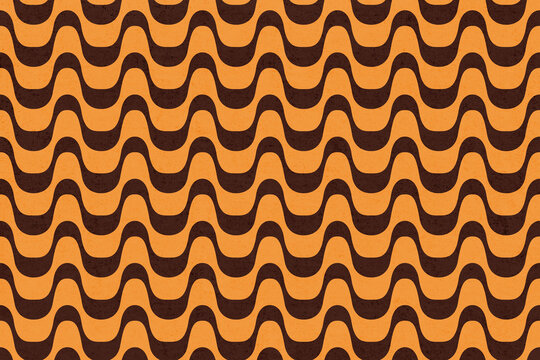 retro geometric pattern background, groovy 60s 70s wallpaper with vintage texture, brown and yellow print