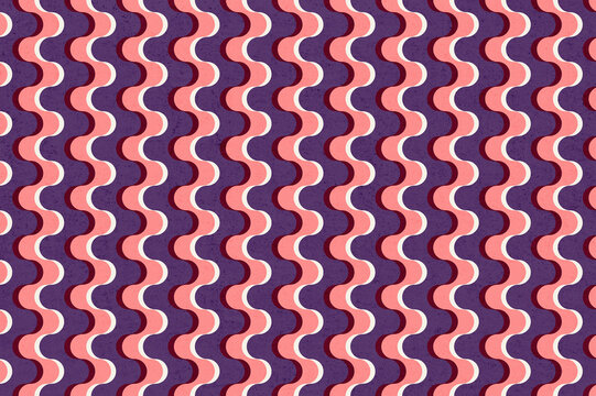 retro geometric pattern background, groovy 60s 70s wavy striped wallpaper with vintage texture