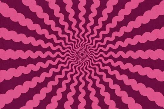retro spiral sunburst background, groovy 70s hypnotic swirl wallpaper with vintage texture
