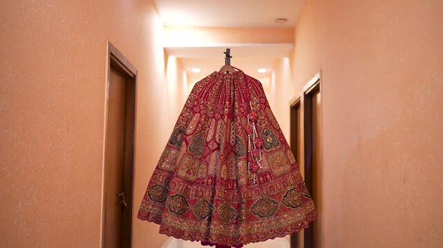 Traditional Red and Gold Embroidered Indian Bridal Lehenga