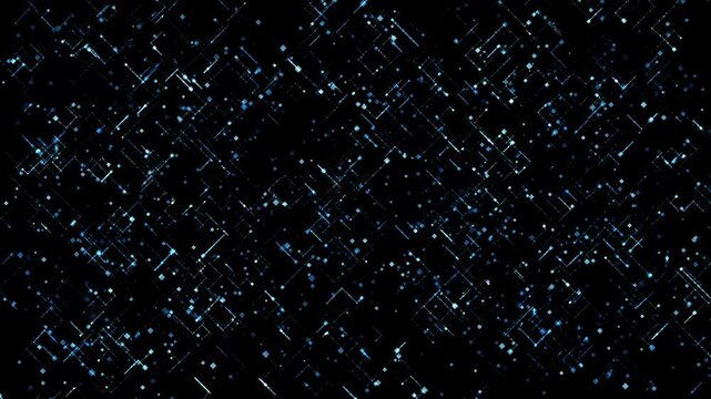 青い粒子が舞う抽象的なデジタル空間