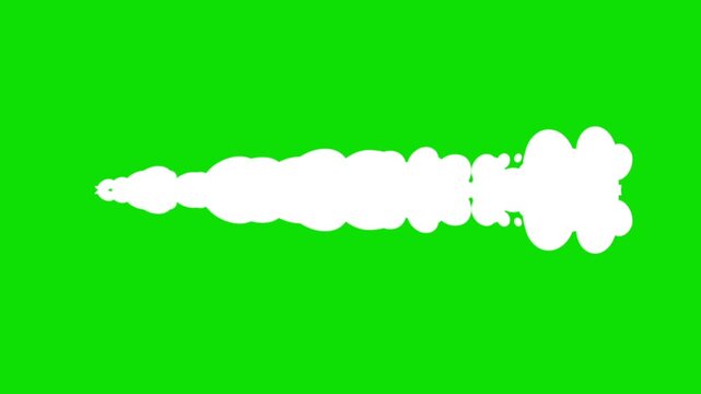 Cartoon Speed Dust and Smoke Trail in Center on Green Screen Animation