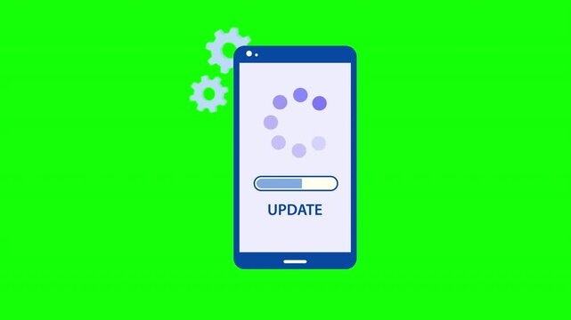 Mobile Software Update Progress Screen Flat Technology Animation Illustration
