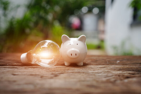 Sustainable Green Investment with Plant Jar, Piggy Bank, and Lightbulb