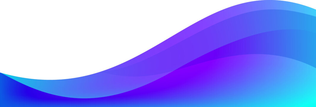 Modern banner header with blue and purple gradient fluid effect. Abstract curved separator for website templates and page sections.