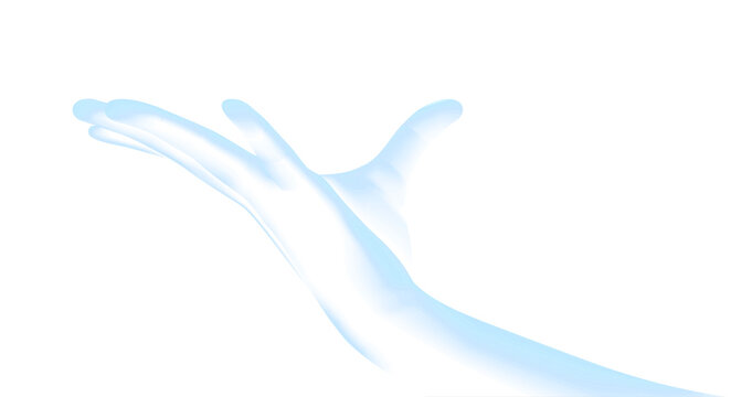 Abstract digital technology hand reaching and holding gesture concept isolated on transparent PNG background