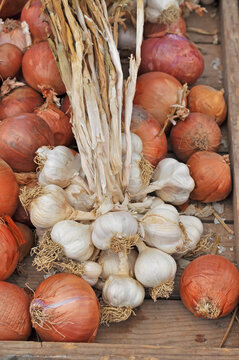 Knoblauch und Zwiebeln