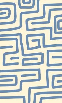 Blue maze pattern postcard
