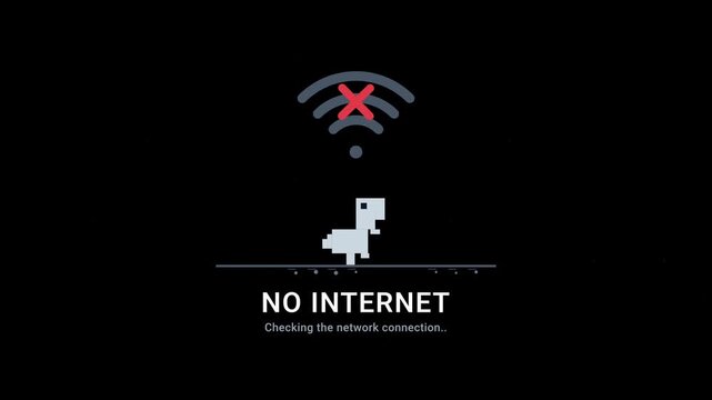 No internet connection and network error concept on a black background