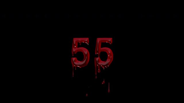 Full sixty second dripping blood countdown ending on GO, rendered 4K with alpha channel. Long enough to cover live waiting screens, timed tasks, flash sale windows and horror themed intros.