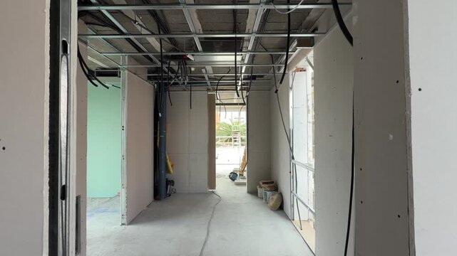 Building interior during the construction phase of a new residential home