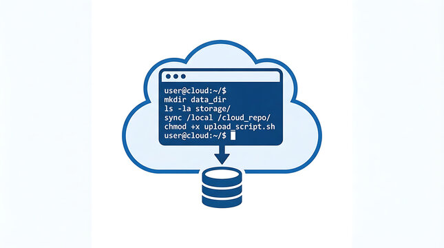 Cloud computing terminal interface showing command line operations for data management