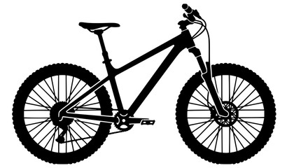 Naklejka premium Mountain bike silhouette bold black bicycle icon minimal cycling sport vector isolated on white background