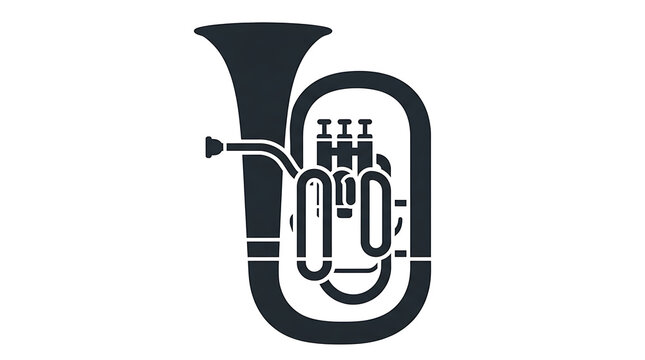 Minimalist black euphonium icon isolated on white background for design