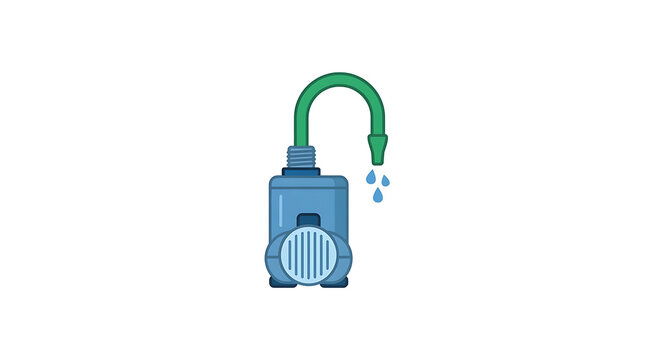 Flat vector illustration of submersible water pump for hydroponic systems