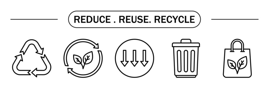 Reduce Reuse Recycle Green Icons
