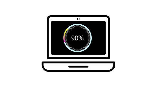 Digital Progress Bar Loading Animation on laptop screen for App and Website UI Design in 4K Video