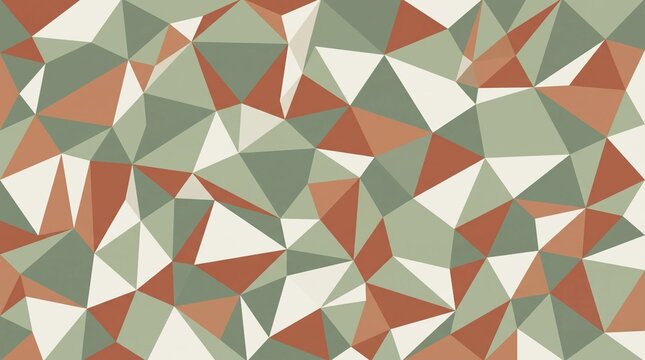 Low poly geometric pattern with sage green and earthy orange