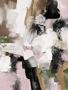 Expressive modern abstract painting with dynamic gestural brushstrokes and painterly texture