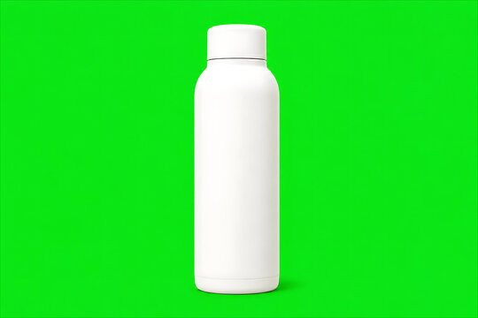 Blank white cosmetic bottle on chroma key green background