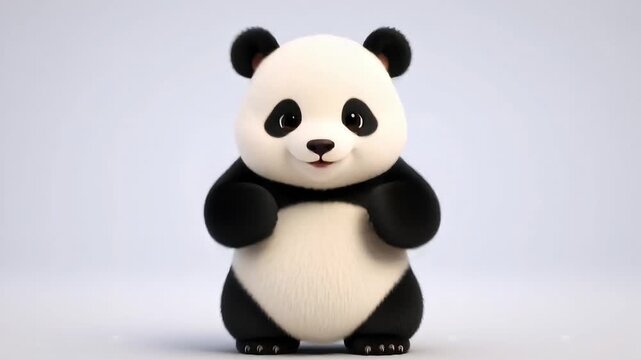 Cute 3D Baby Panda Dancing on Isolated White Background