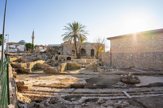 Side Ancient Ruins, Turkey &ndash; Archaeological Site in the Historic Old Town. Side , Turkey &ndash; 01 Yanuary 2023: