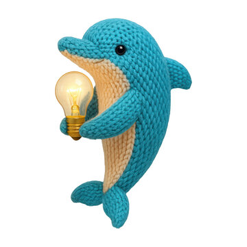 PNG Crocheted dolphin holding lightbulb