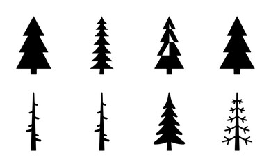 Obraz premium Vector Evergreen Trees Set: Pine, Fir, Spruce Icons for Nature & Winter Designs