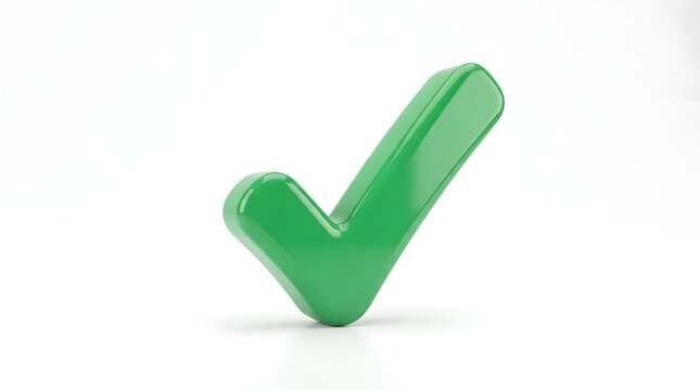 3d green check mark icon isolated on white background