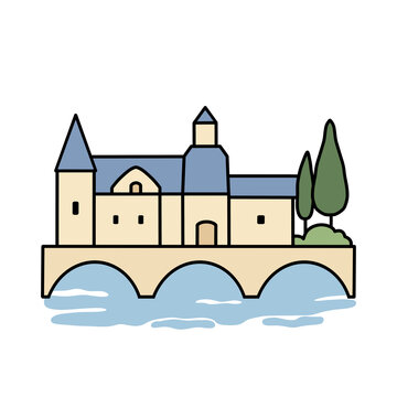 bridge castle Valley vector illustration