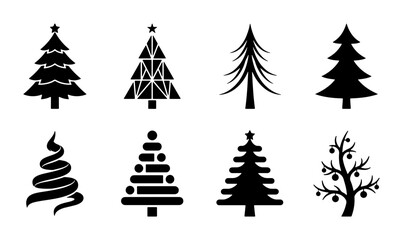 Obraz premium Christmas Tree Icons Set: Festive Vector Graphics for Holiday Design, Winter Celebrations, and Seasonal Decor