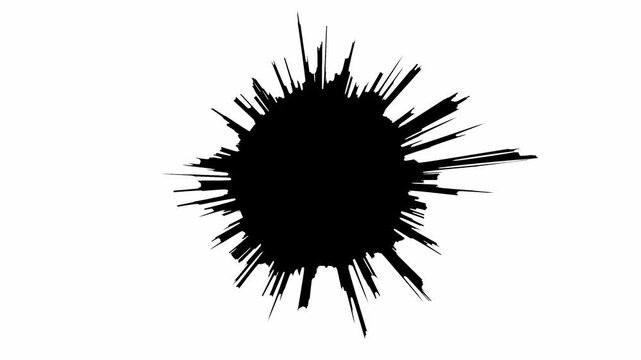 Video of abstract black and white radial turbulent speedlines bursting from center on white background