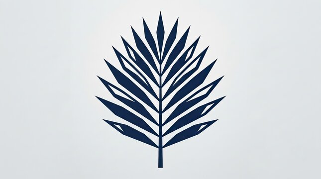 Stylized Palm Leaf on Light Gray Background