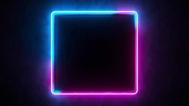 Neon square border pulsating with brilliant blue and vibrant pink light cycles, creating dynamic energy patterns within this mesmerizing digital motion animation that transforms perfectly for modern f