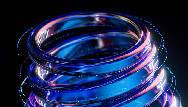 3D Glass Neon Geometric Shape