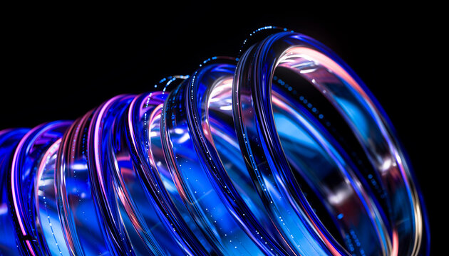 3D Glass Neon Wave Surface