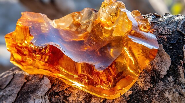 copal. Golden amber copal resin trapped in tree bark containing a preserved insect. gardening catalogs, home-decor guides, designed for home decor and floral branding, used by nutritionists.