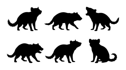 Obraz premium Tasmanian Devil Silhouettes, Wildlife Vector Icons, Australian Fauna Collection
