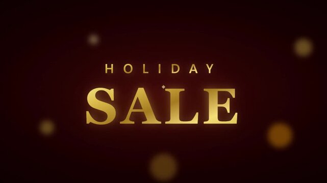 Holiday Sale elegant gold text animation, luxury seasonal promotion banner, festive golden marketing video for retail commerce