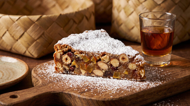 Italian Panforte di Siena Fruit Nut Cake with Vin Santo