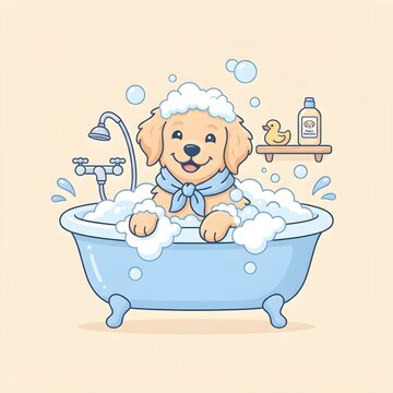 dog pet in bathroom