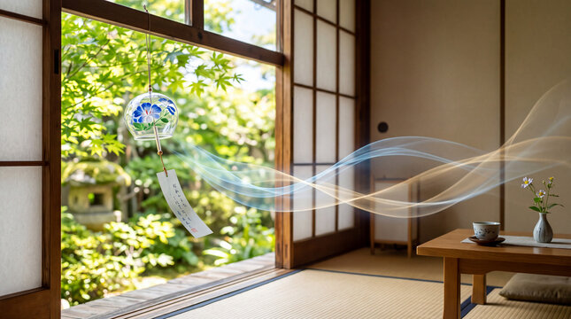 Visible sound waves from a traditional Japanese wind chime in summer