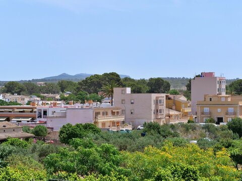 Elevated View of a Residential Area in a Mediterranean Town