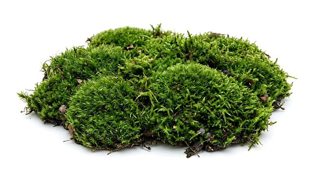 Fresh green forest moss isolated on white background.
