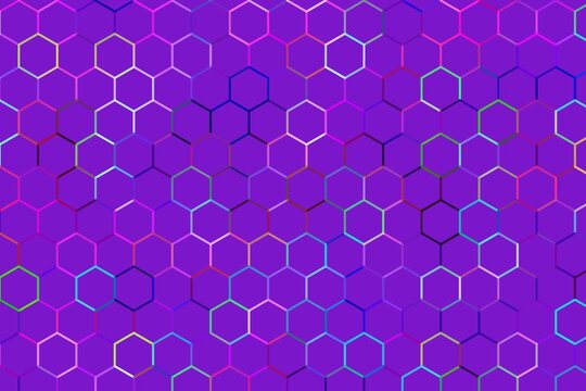 Abstract science background with hexagon shapes in purple