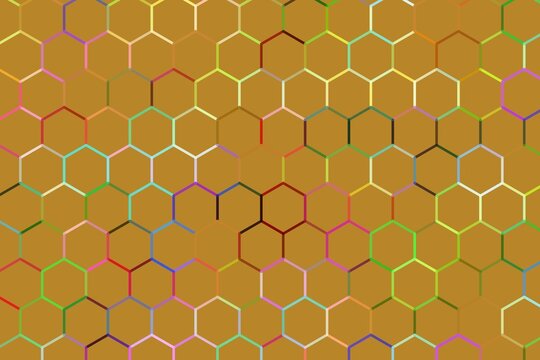 Colorful honeycomb pattern with hexagon shapes on brown