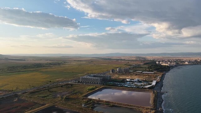 Aerial View of Luxury Modern Spa Resort and Hotel Complex on Black Sea Coast