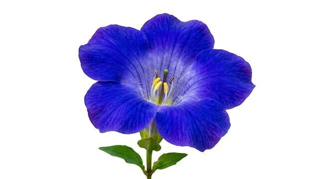 Vibrant blue bellflower isolated on a clean white background.